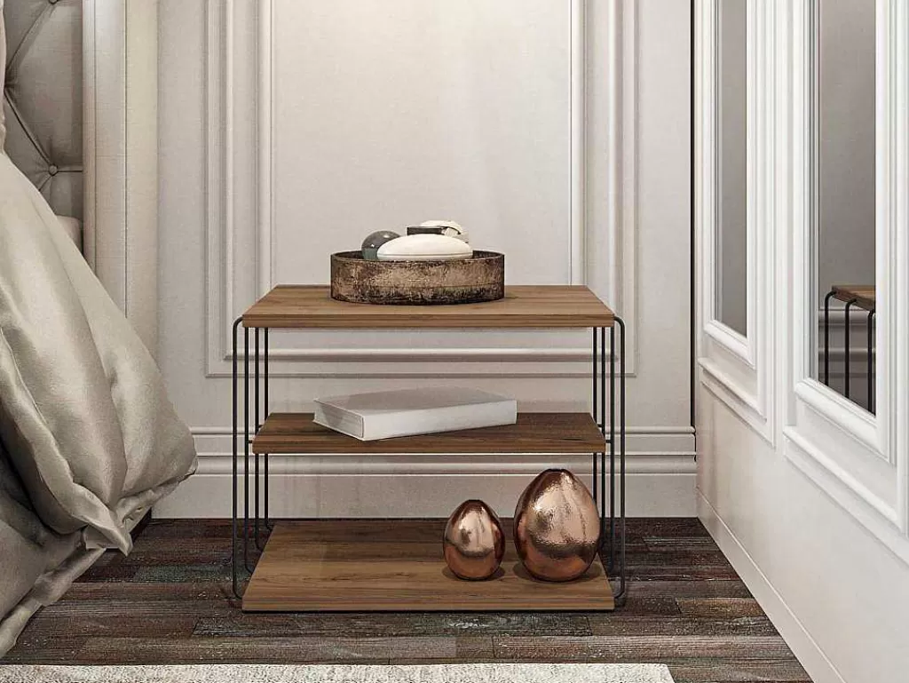 Mesa De Apoio*Vente-unique Mesa De Apoio Com 1 Prateleira Natural Claro E Preto - Brilena