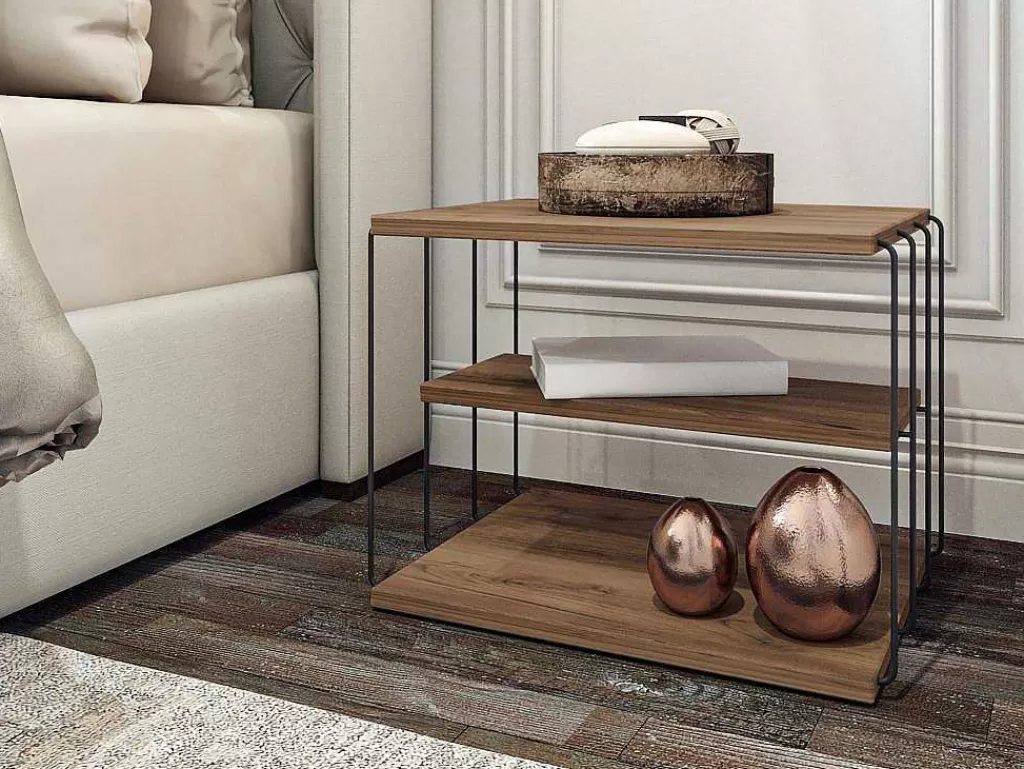 Mesa De Apoio*Vente-unique Mesa De Apoio Com 1 Prateleira Natural Claro E Preto - Brilena