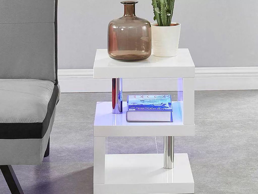 Mesa De Apoio*Vente-unique Mesa De Apoio Lylia - Mdf Lacado A Branco - Com Leds - Branco