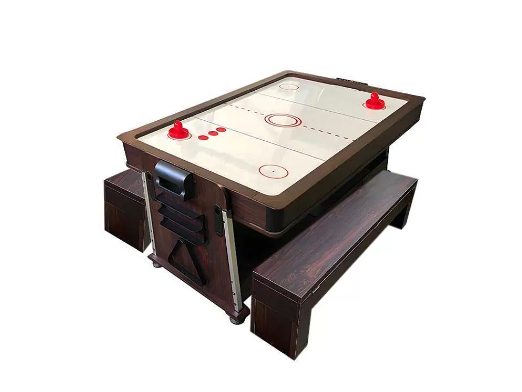 Jogo De Interior*ELITESHOPPING Mesa De Bilhar 7 Pés Multijogo Azul Air Hockey + Ping Pong - Stark Com Bancos