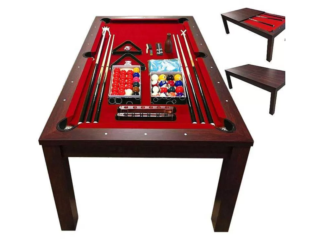 Jogo De Interior*ELITESHOPPING Mesa De Bilhar 7 Pés Vermelho Conversivel En Mesa Estia