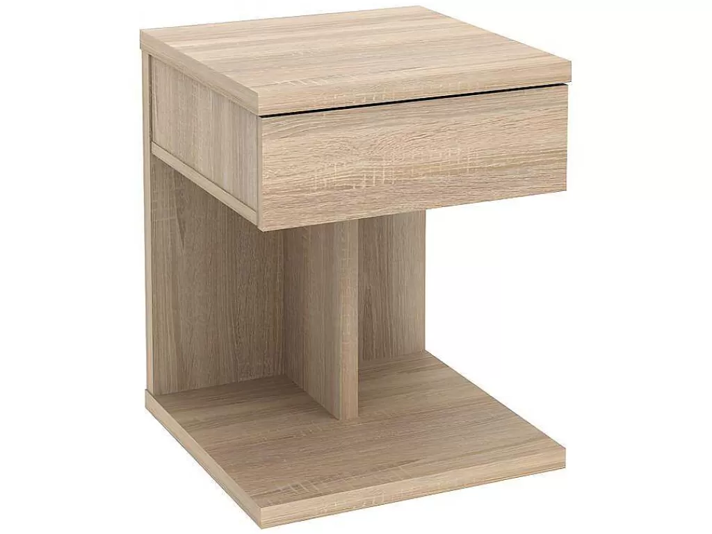 Mesa De Cabeceira*Vente-unique Mesa De Cabeceira Com 1 Gaveta Cor Carvalho - Borla