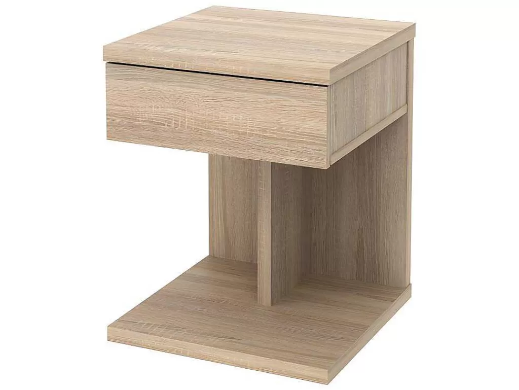 Mesa De Cabeceira*Vente-unique Mesa De Cabeceira Com 1 Gaveta Cor Carvalho - Borla