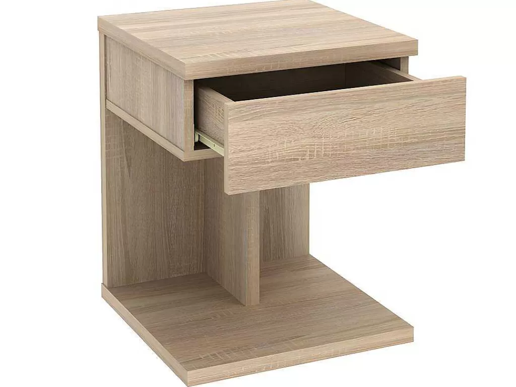 Mesa De Cabeceira*Vente-unique Mesa De Cabeceira Com 1 Gaveta Cor Carvalho - Borla