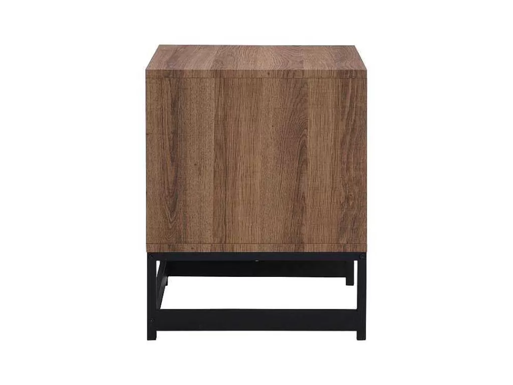 Mesa De Cabeceira*Vente-unique Mesa De Cabeceira Com 1 Gaveta E 1 Nicho Em Mdf E Aco Cor Natural E Preto - Caratana