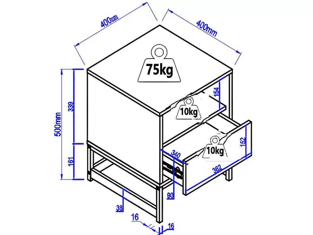 Mesa De Cabeceira*Vente-unique Mesa De Cabeceira Com 1 Gaveta E 1 Nicho Em Mdf E Aco Cor Natural E Preto - Caratana