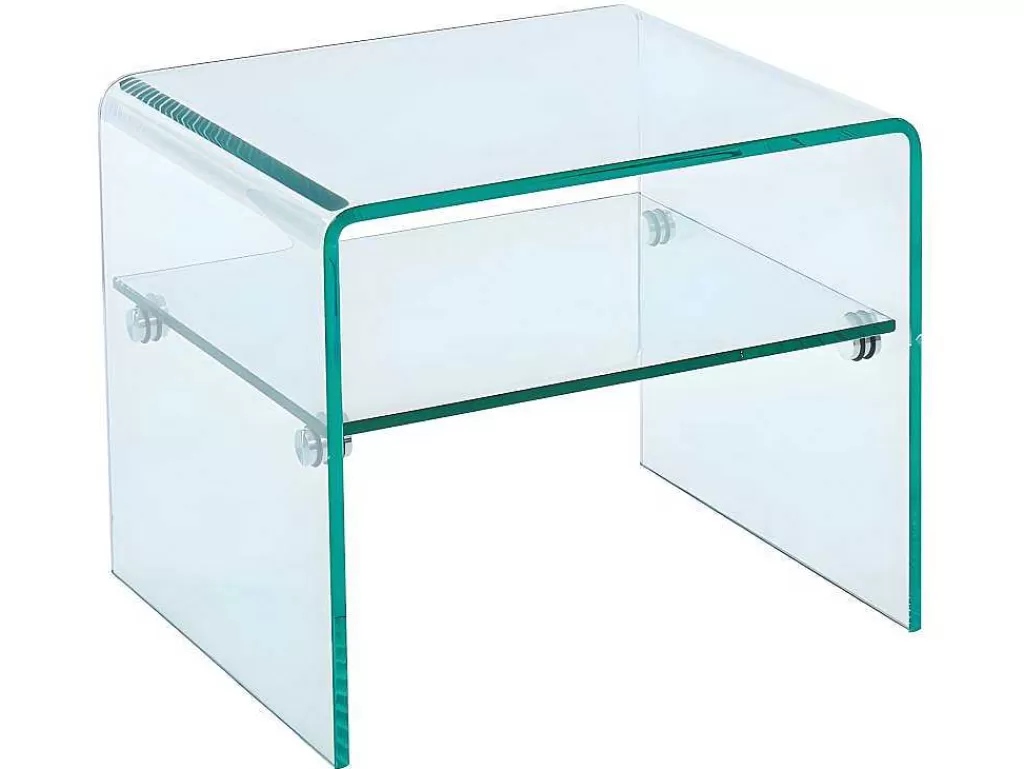Mesa De Cabeceira*Vente-unique Mesa De Cabeceira Com 1 Nicho Em Vidro Temperado - Stileos