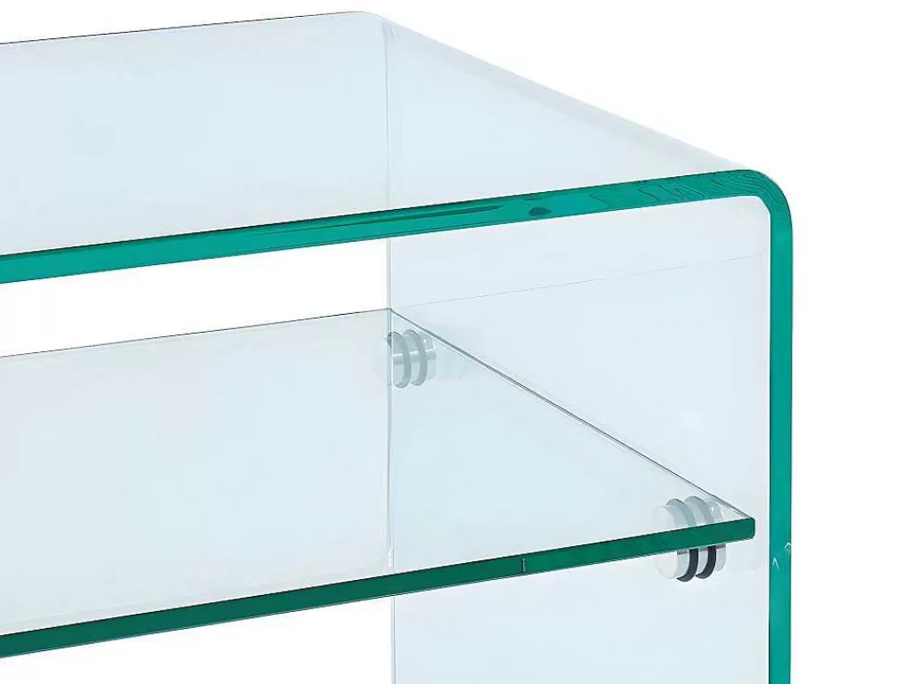 Mesa De Cabeceira*Vente-unique Mesa De Cabeceira Com 1 Nicho Em Vidro Temperado - Stileos