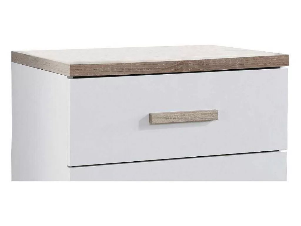 Móvel Para Quarto De Crianças*Vente-unique Mesa De Cabeceira Com 2 Gavetas Branco E Natural - Skaido
