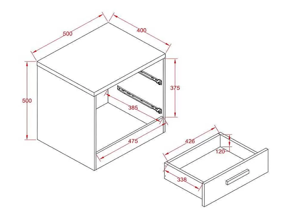 Móvel Para Quarto De Crianças*Vente-unique Mesa De Cabeceira Com 2 Gavetas Branco E Natural - Skaido
