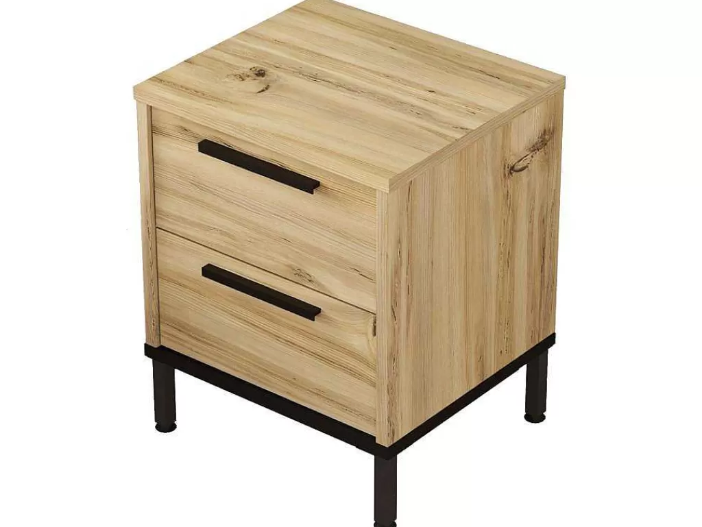 Mesa De Cabeceira*Venprodin Mesa De Cabeceira Com 2 Gavetas E Pés De Metal - - Feltro 35 Cm - Preto