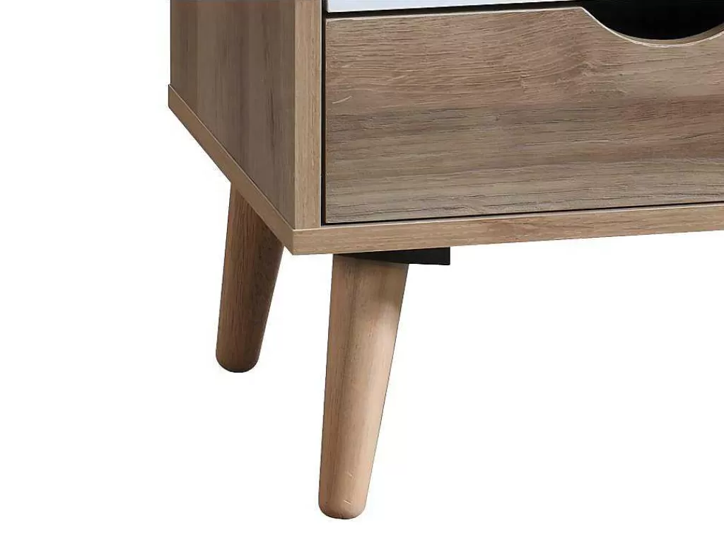 Móvel Para Quarto De Crianças*Vente-unique Mesa De Cabeceira Com 3 Gavetas Cores Natural, Branco E Azul-Marinho - Lurvia