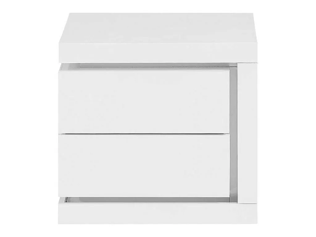 Mesa De Cabeceira*Vente-unique Mesa De Cabeceira Lado Direito Com 2 Gavetas, Com Leds, Lacado A Branco - Flarancia