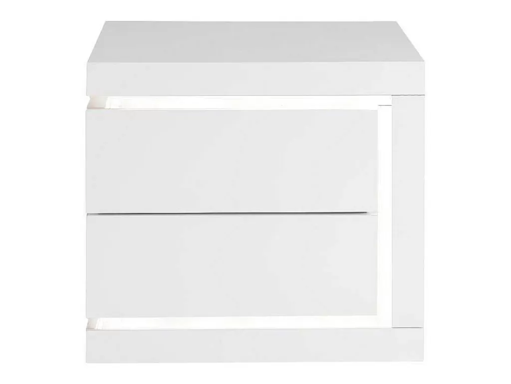 Mesa De Cabeceira*Vente-unique Mesa De Cabeceira Lado Direito Com 2 Gavetas, Com Leds, Lacado A Branco - Flarancia
