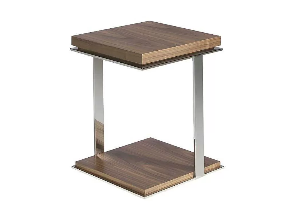 Mesa De Apoio*Angel Cerda Mesa De Canto Com Tampos De Madeira Folheada A Nogueira 2038