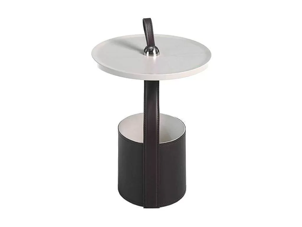 Mesa De Apoio*Angel Cerda Mesa De Canto Redonda Com Tampo Em Mdf Lacado Na Cor Areia Mate. Punho 2067