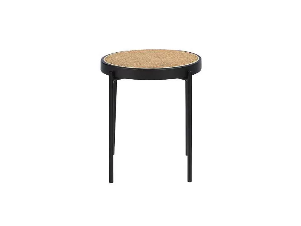 Mesa De Apoio*Angel Cerda Mesa De Canto Redonda Em Rattan E Aco Preto 2109