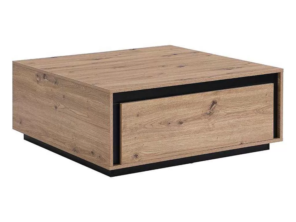 Mesa De Centro*Vente-unique Mesa De Centro 2 Gavetas Em Mdf Cor Natural E Preto - Nalamane