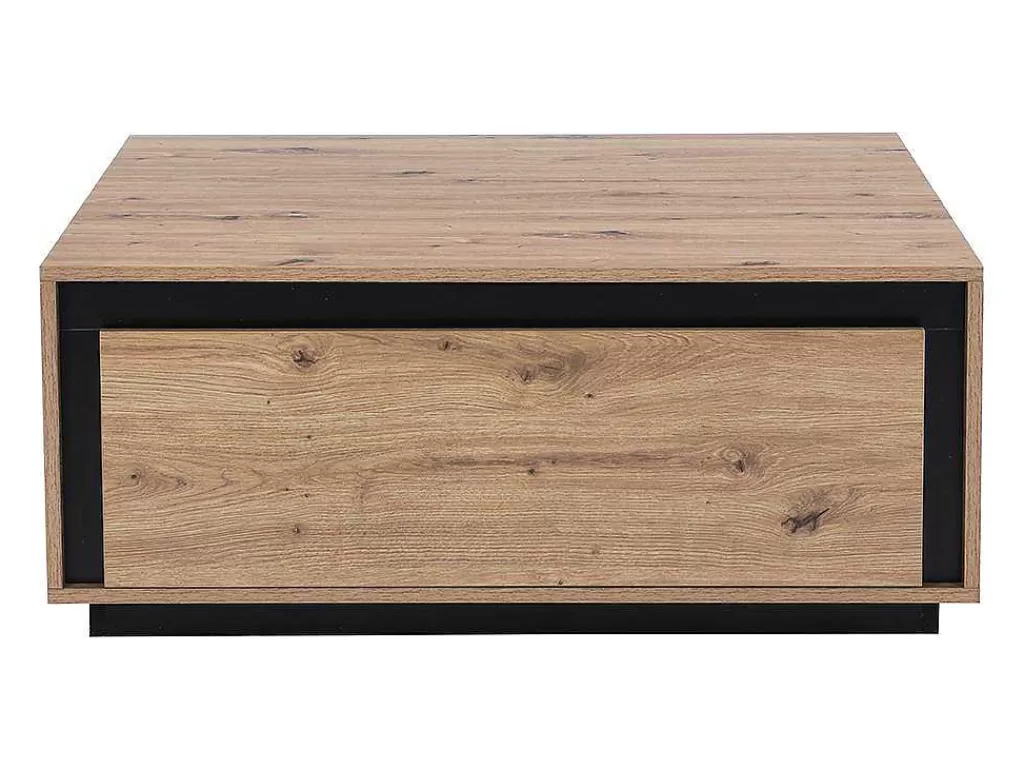 Mesa De Centro*Vente-unique Mesa De Centro 2 Gavetas Em Mdf Cor Natural E Preto - Nalamane