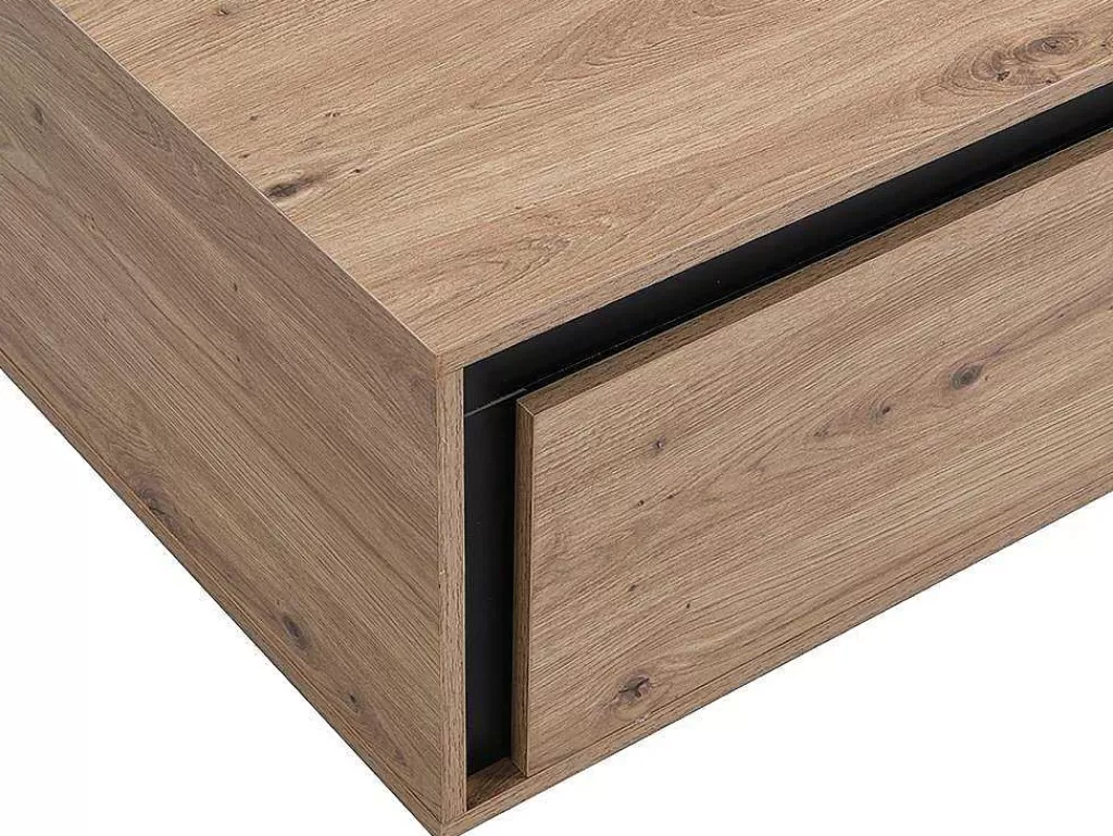 Mesa De Centro*Vente-unique Mesa De Centro 2 Gavetas Em Mdf Cor Natural E Preto - Nalamane