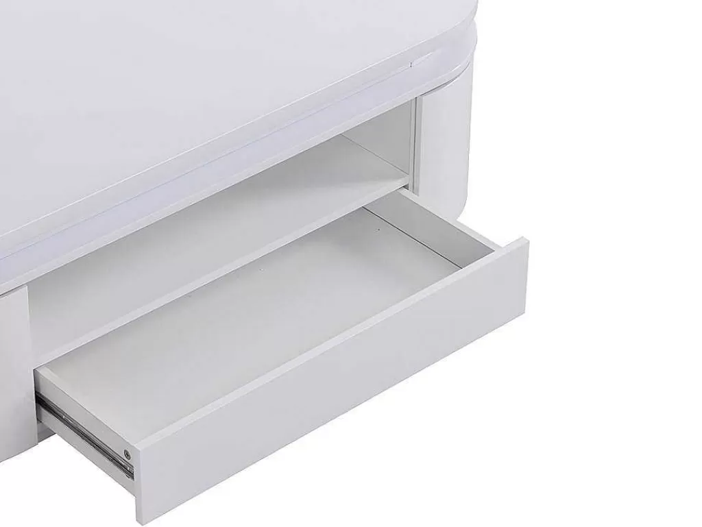 Mesa De Centro*Vente-unique Mesa De Centro 4 Portas E 1 Gaveta Com Leds Em Mdf Lacado A Branco - Vandana