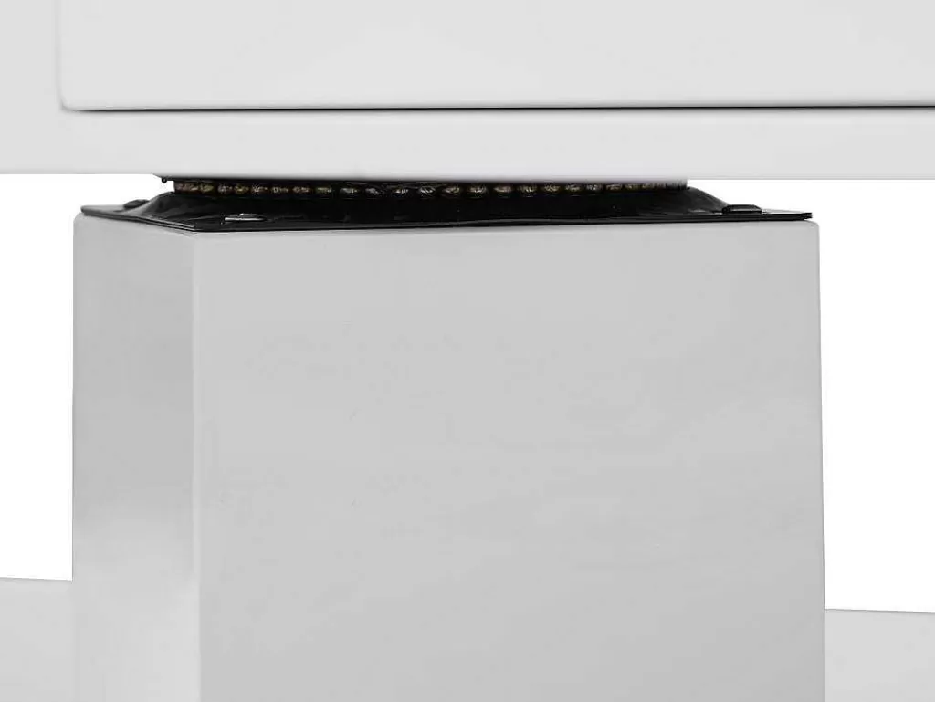 Mesa De Centro*Vente-unique Mesa De Centro Com Tampo Giratorio, 2 Gavetas E 2 Nichos Mdf Lacado A Branco - Ilya
