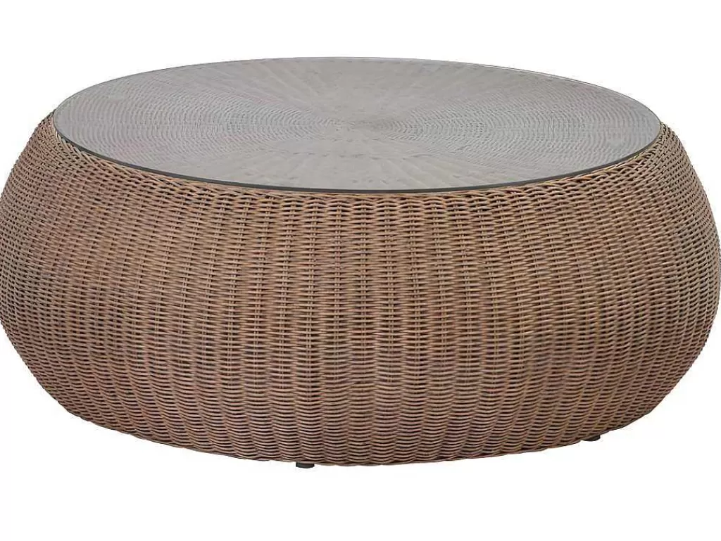 Conjunto Relax De Jardim*MYLIA Mesa De Centro De Jardim Em Resina Entrancada Caramelo - Whiteheaven