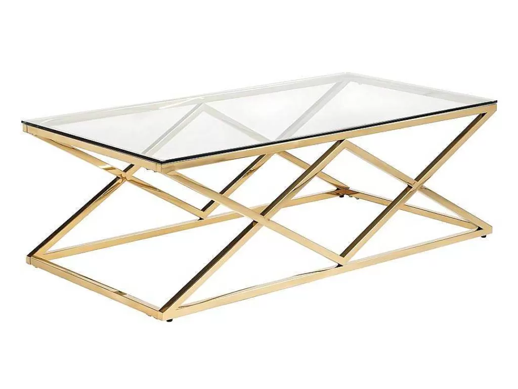 Mesa De Centro*PASCAL MORABITO Mesa De Centro Em Vidro Temperado E Aco Dourado - Charlotte De