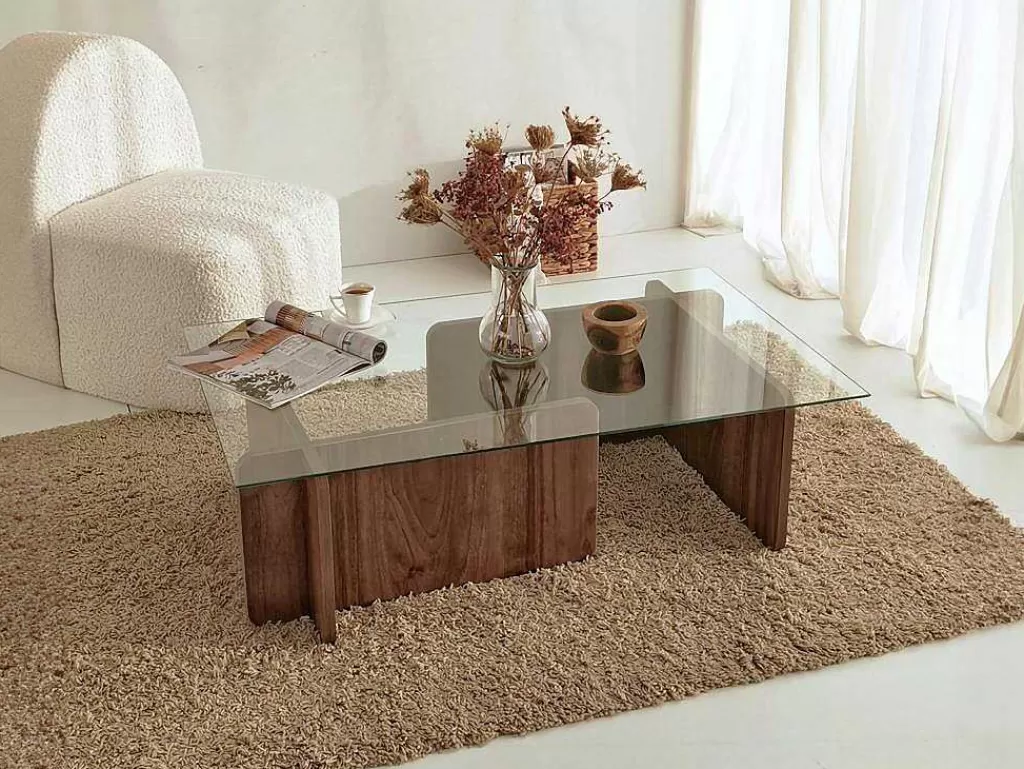 Mesa De Centro*Vente-unique Mesa De Centro Em Vidro Temperado Natural E Transparente - Azra