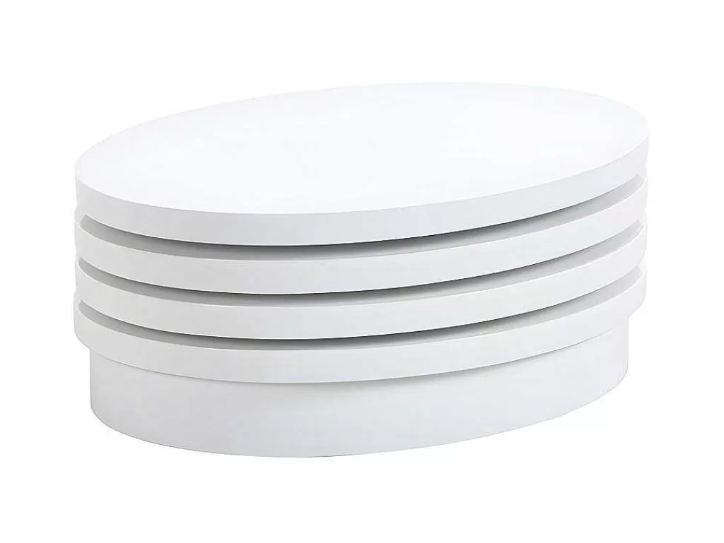 Mesa De Centro*Vente-unique Mesa De Centro Giratoria Oval - Mdf Lacado - Branco - Circus