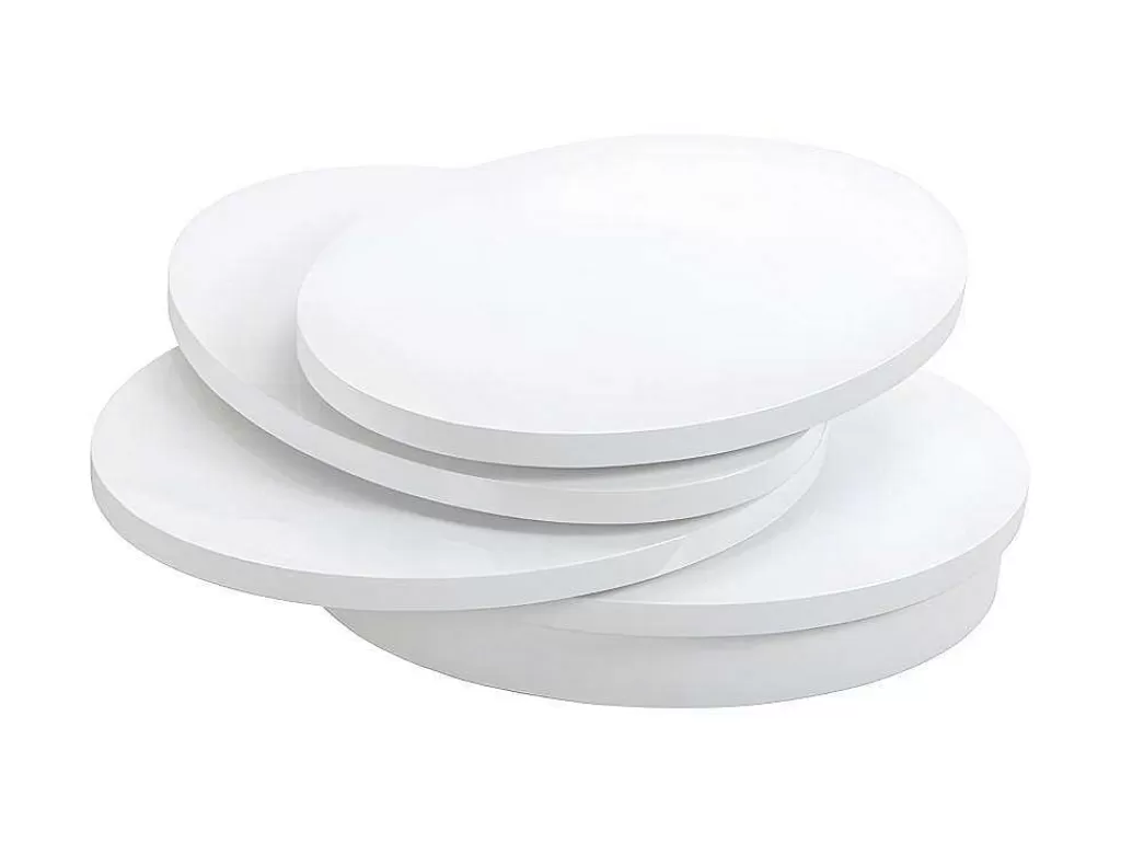 Mesa De Centro*Vente-unique Mesa De Centro Giratoria Oval - Mdf Lacado - Branco - Circus