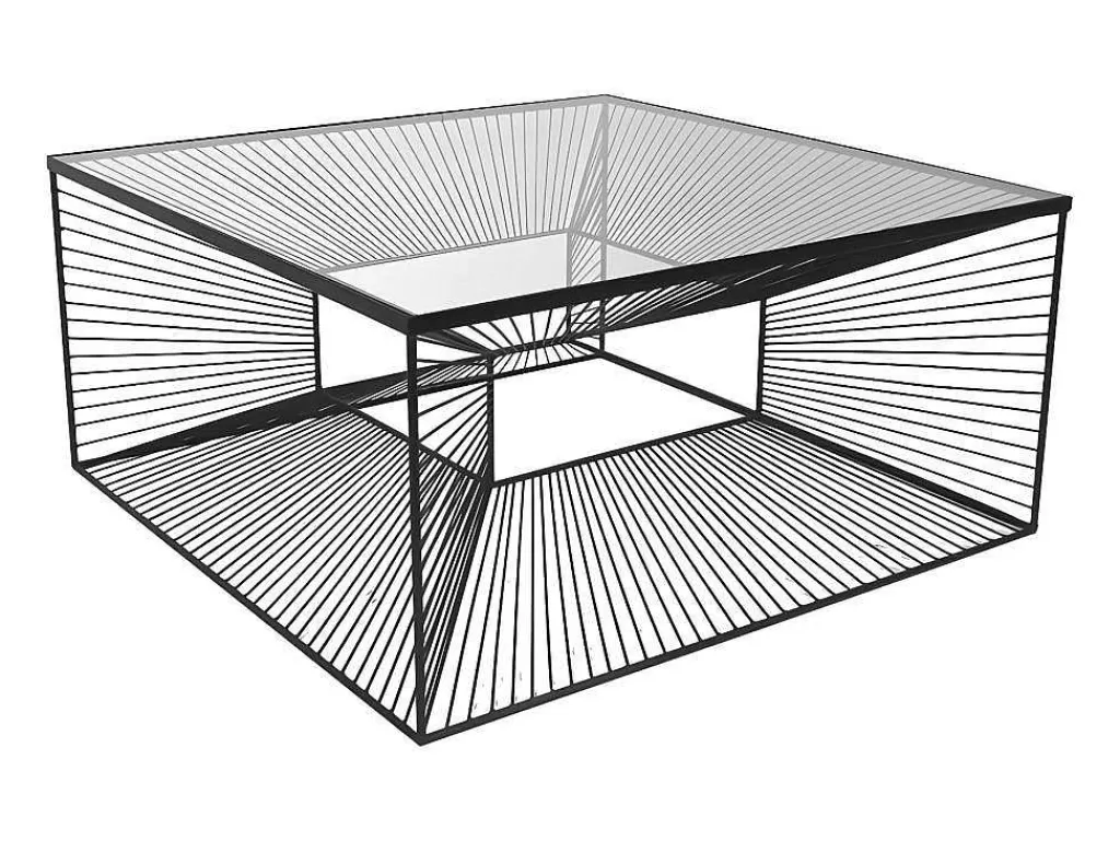 Mesa De Centro*Vente-unique Mesa De Centro Vidro E Metal Em Arame Preto - Clarence