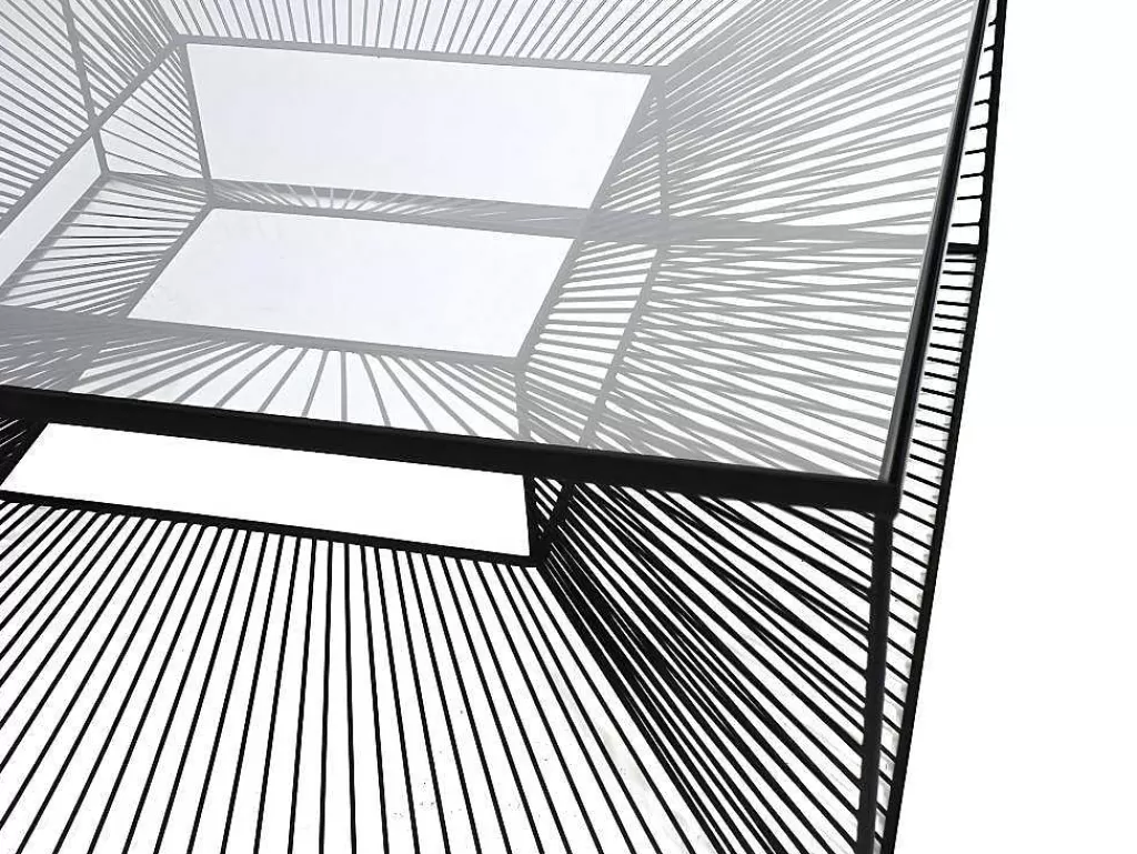 Mesa De Centro*Vente-unique Mesa De Centro Vidro E Metal Em Arame Preto - Clarence