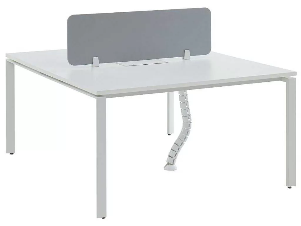 Mobiliário De Escritório*Workēa Mesa De Escritório 2 Péssoas Branco C140 Cm, Com Separador - Downtown