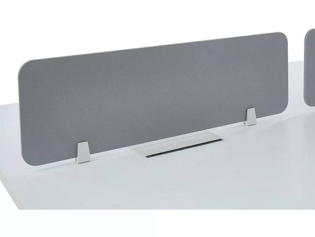 Secretária*Workēa Mesa De Escritório 4 Péssoas Branco C120 Cm, Com Separador - Downtown