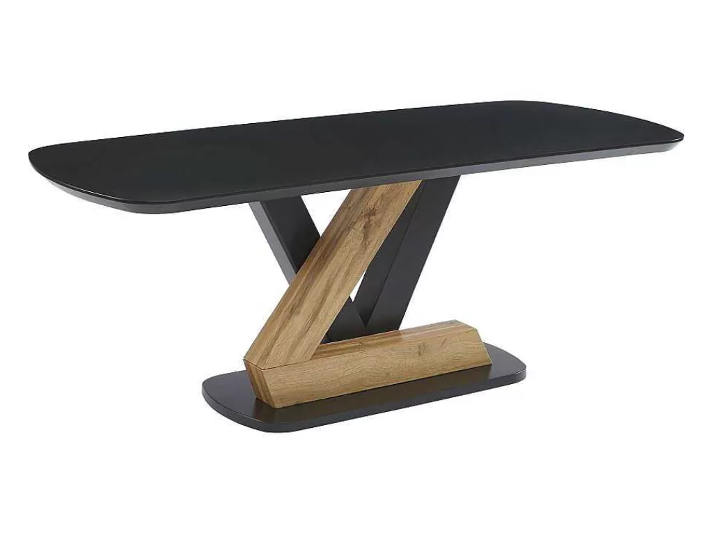 Promoções Sala*Vente-unique Mesa De Jantar 8 Lugares Em Mdf Preto E Natural Claro - Banemia