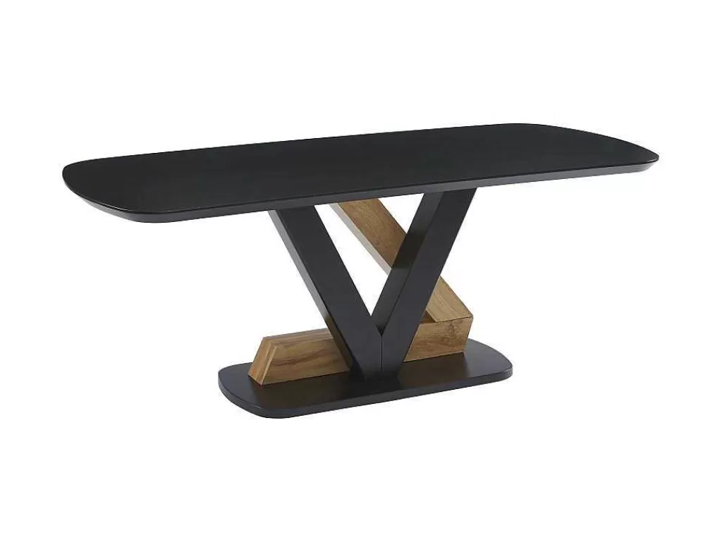 Promoções Sala*Vente-unique Mesa De Jantar 8 Lugares Em Mdf Preto E Natural Claro - Banemia