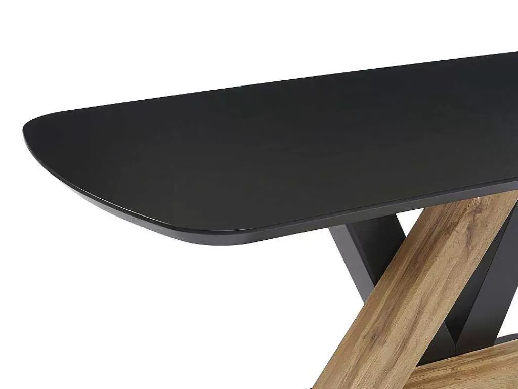 Promoções Sala*Vente-unique Mesa De Jantar 8 Lugares Em Mdf Preto E Natural Claro - Banemia
