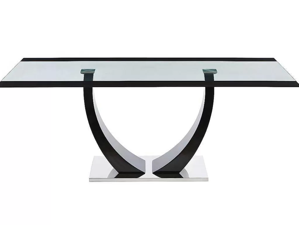Mesa De Jantar*Vente-unique Mesa De Jantar - 8 Lugares - Mdf E Vidro Temperado - Preta - Mezzo