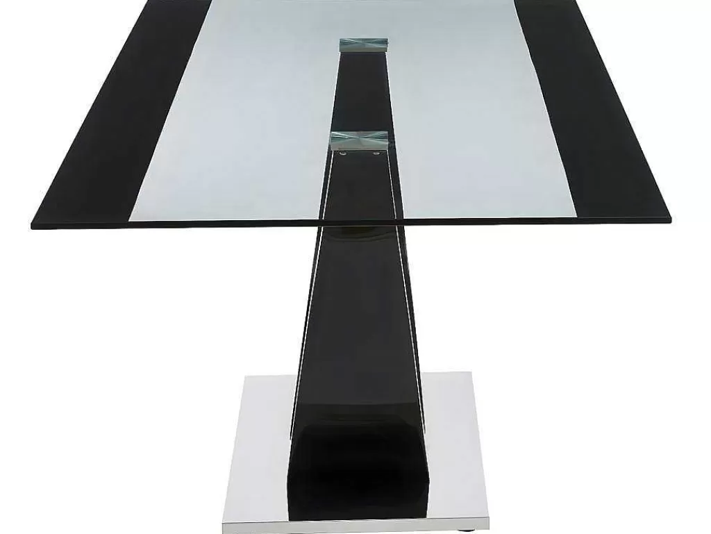 Mesa De Jantar*Vente-unique Mesa De Jantar - 8 Lugares - Mdf E Vidro Temperado - Preta - Mezzo