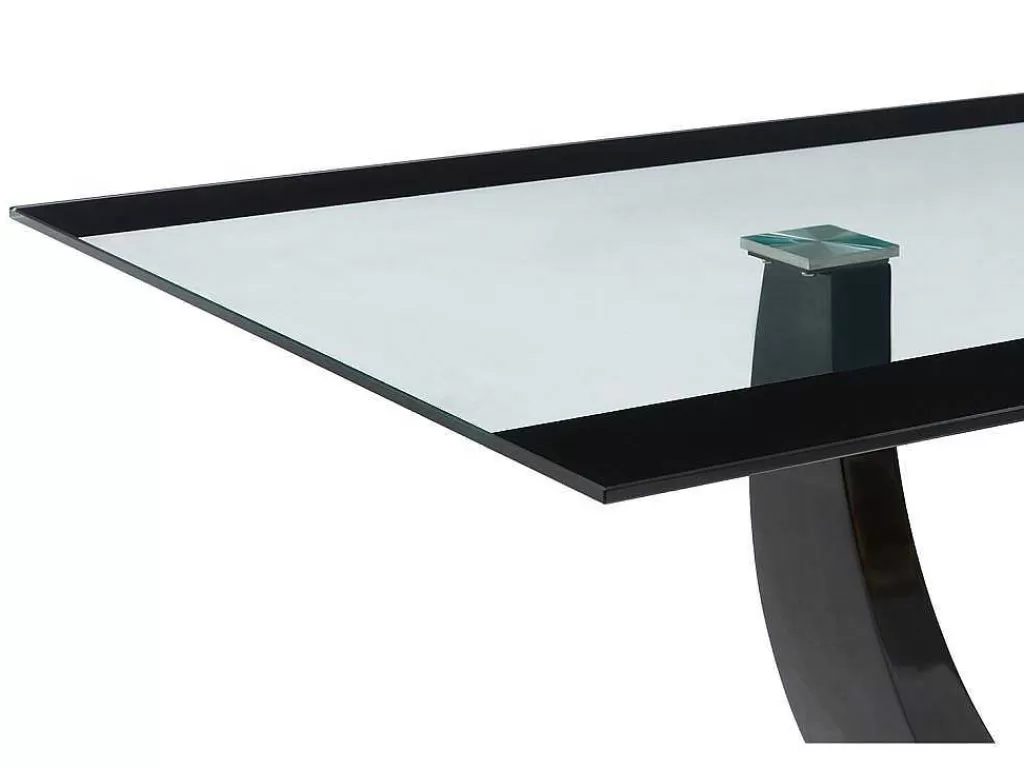 Mesa De Jantar*Vente-unique Mesa De Jantar - 8 Lugares - Mdf E Vidro Temperado - Preta - Mezzo