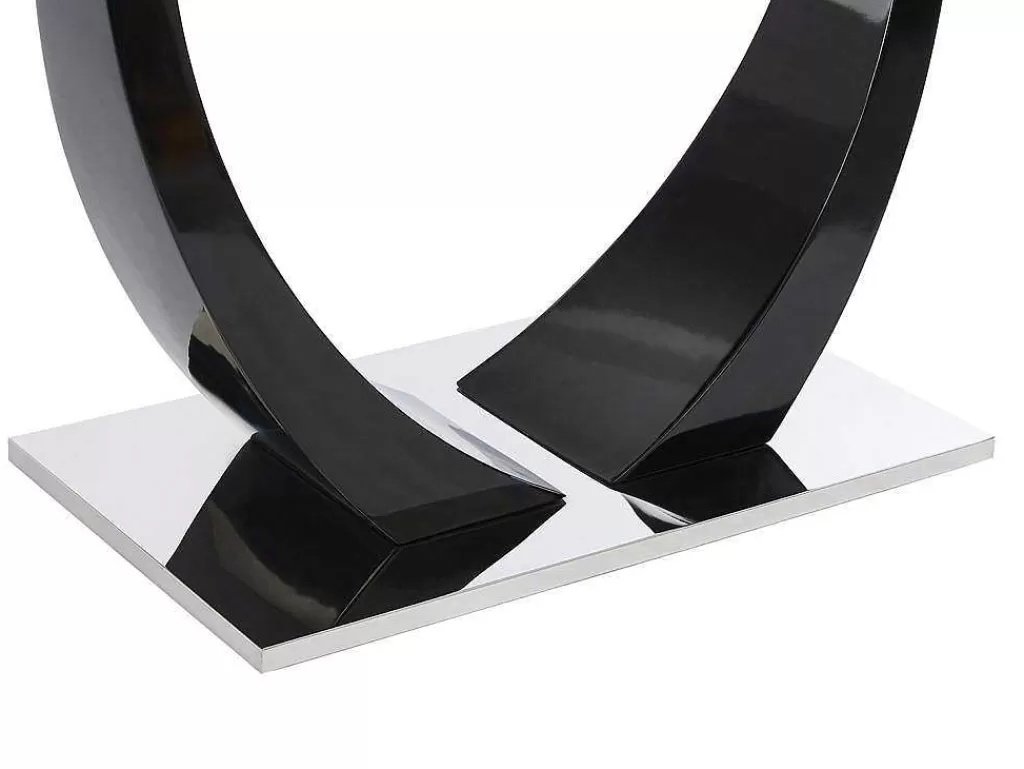 Mesa De Jantar*Vente-unique Mesa De Jantar - 8 Lugares - Mdf E Vidro Temperado - Preta - Mezzo