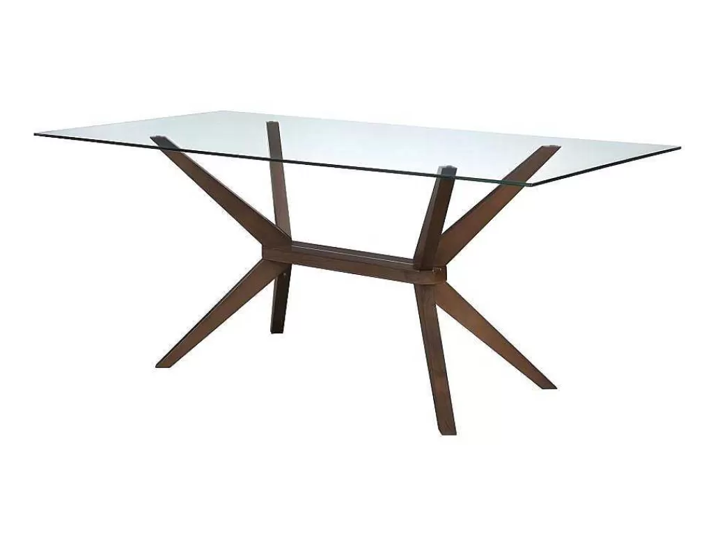 Mesa De Jantar*Vente-unique Mesa De Jantar De 6 Lugares Em Vidro Temperado E Faia - Belinda