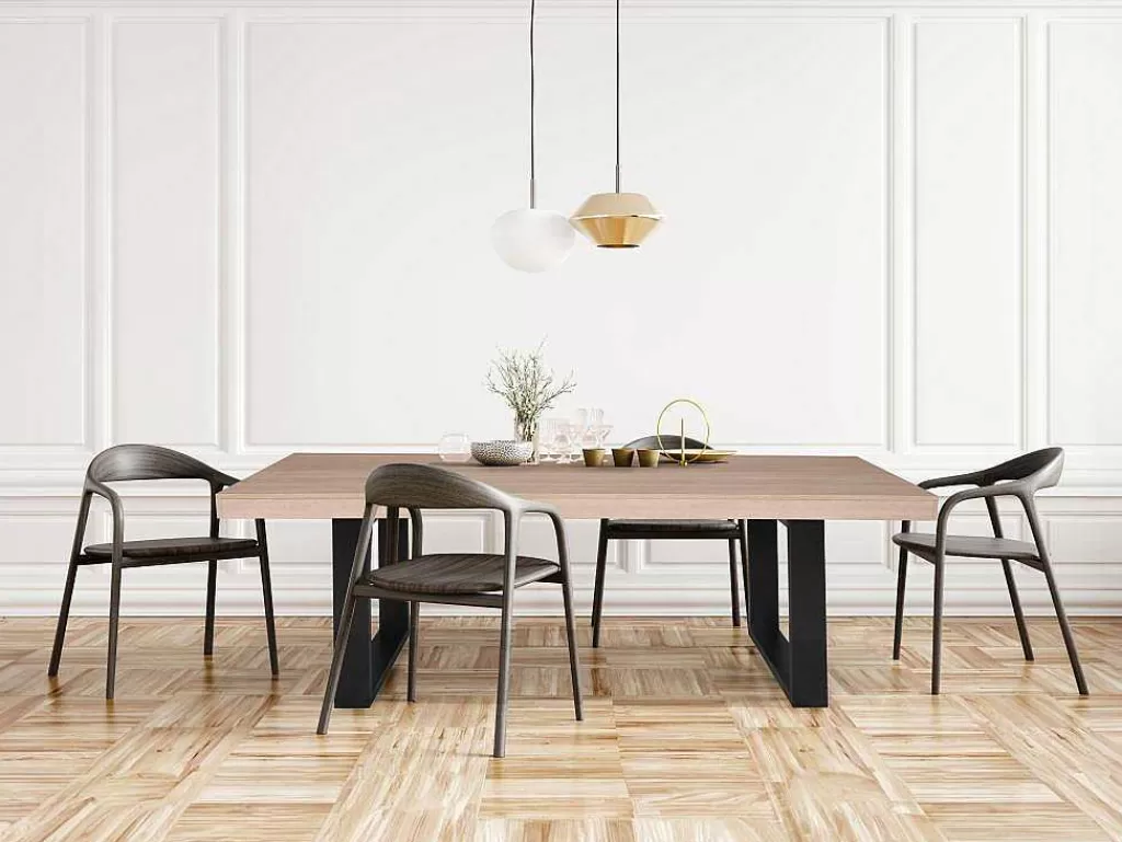 Mesa De Jantar*Vente-unique Mesa De Jantar De 8 Lugares Cor Natural E Preto - Nadiege