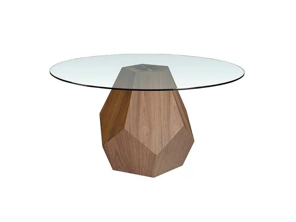 Mesa De Jantar*Angel Cerda Mesa De Jantar Em Madeira De Nogueira E Vidro 1093
