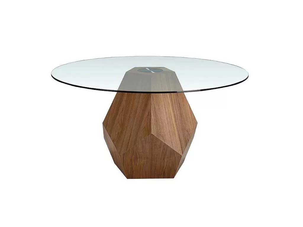 Mesa De Jantar*Angel Cerda Mesa De Jantar Em Madeira De Nogueira E Vidro 1093