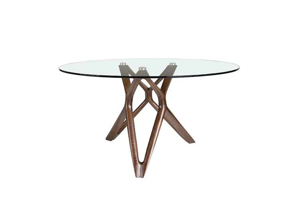 Mesa De Jantar*Angel Cerda Mesa De Jantar Em Vidro E Pés Em Madeira 1108