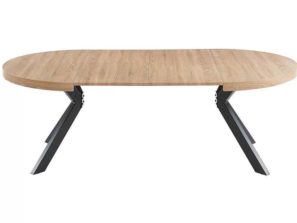 Mesa De Jantar*Vente-unique Mesa De Jantar Extensivel 4 A 8 Lugares Em Mdf E Aco Natural E Preto - Komoni