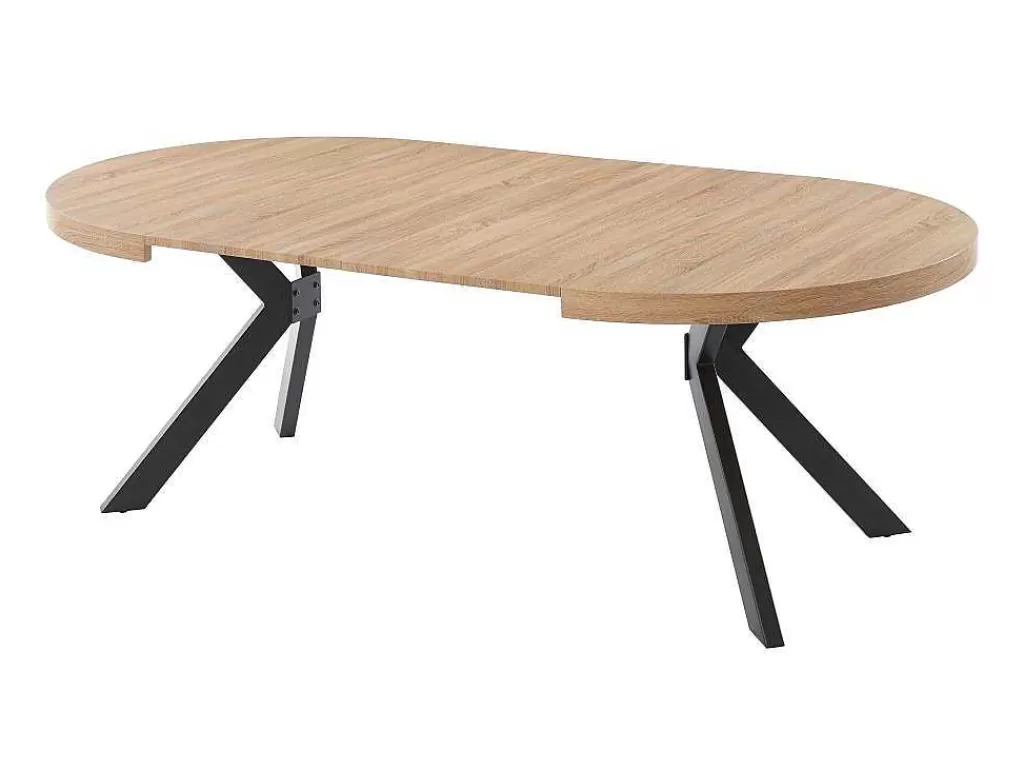 Mesa De Jantar*Vente-unique Mesa De Jantar Extensivel 4 A 8 Lugares Em Mdf E Aco Natural E Preto - Komoni