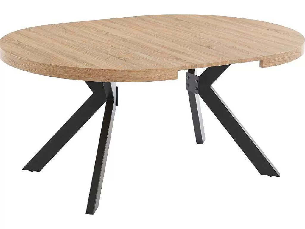 Mesa De Jantar*Vente-unique Mesa De Jantar Extensivel 4 A 8 Lugares Em Mdf E Aco Natural E Preto - Komoni
